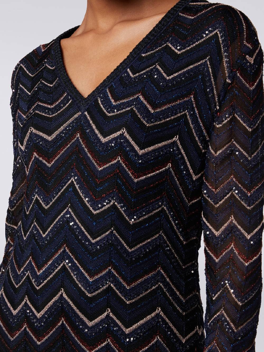 Missoni Abito lungo in maglia zig zag con scollatura a V e lurex Fino Al -60%