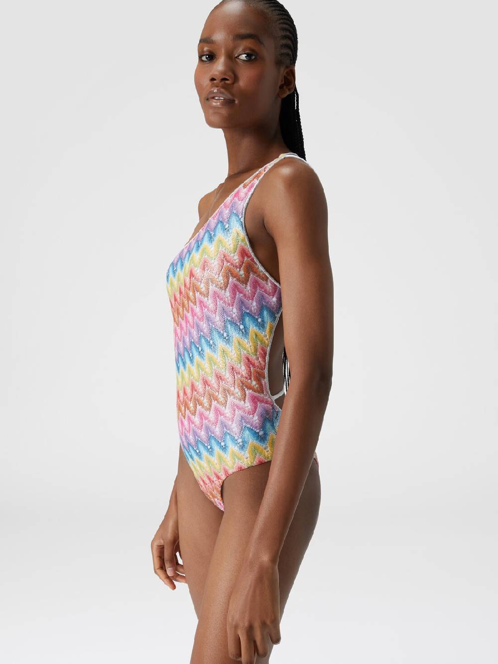Missoni Costume intero monospalla in pizzo spalmato Convenienza