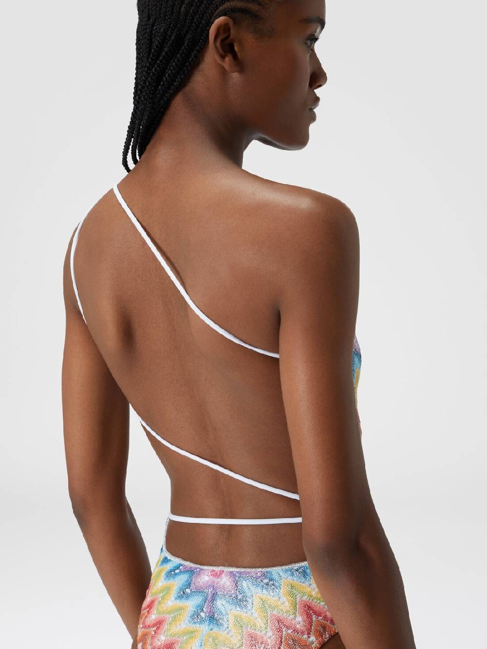 Missoni Costume intero monospalla in pizzo spalmato Convenienza