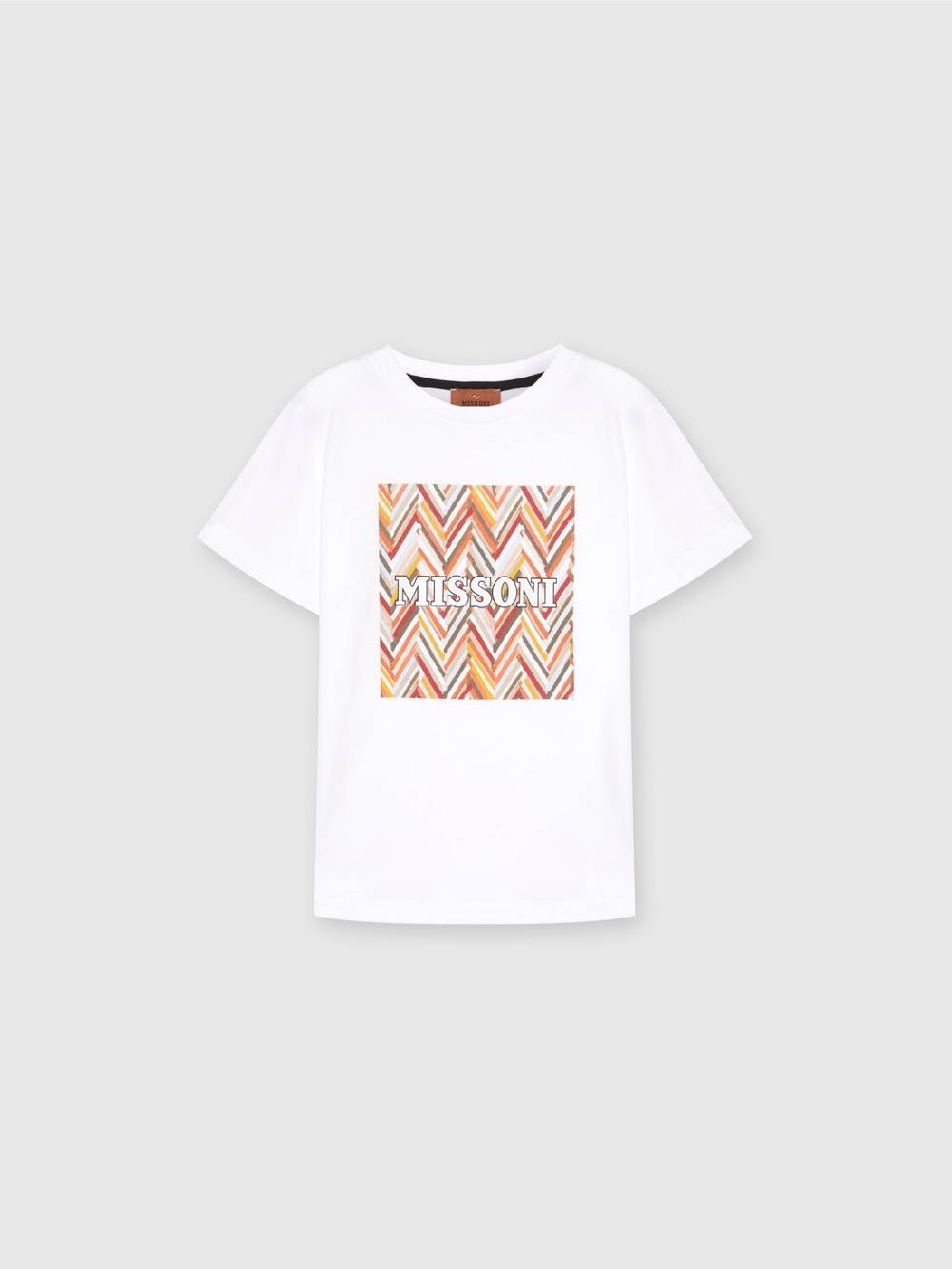 Missoni T-shirt in jersey di cotone con stampa chevron e logo Vendita Calda