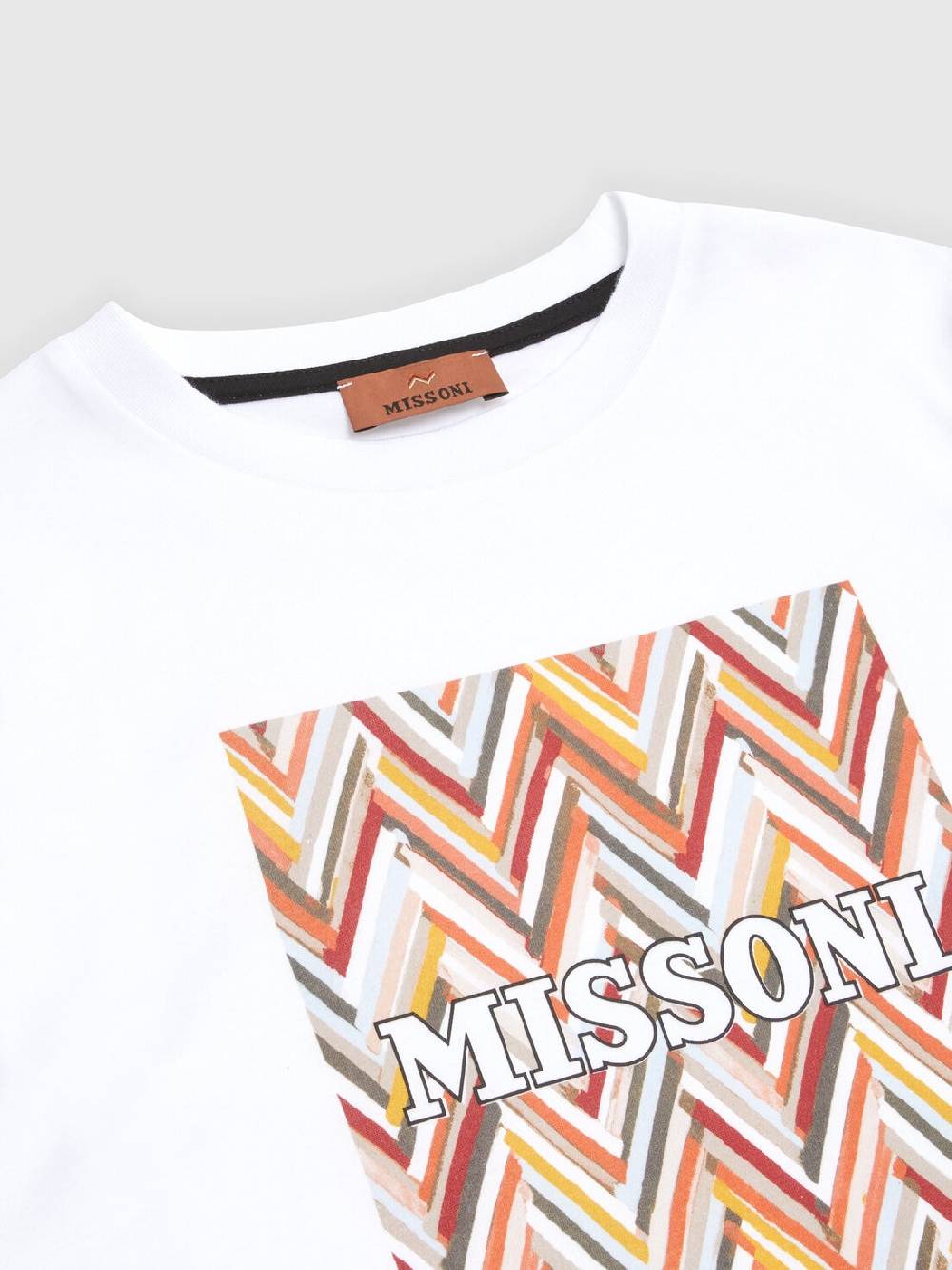 Missoni T-shirt in jersey di cotone con stampa chevron e logo Vendita Calda