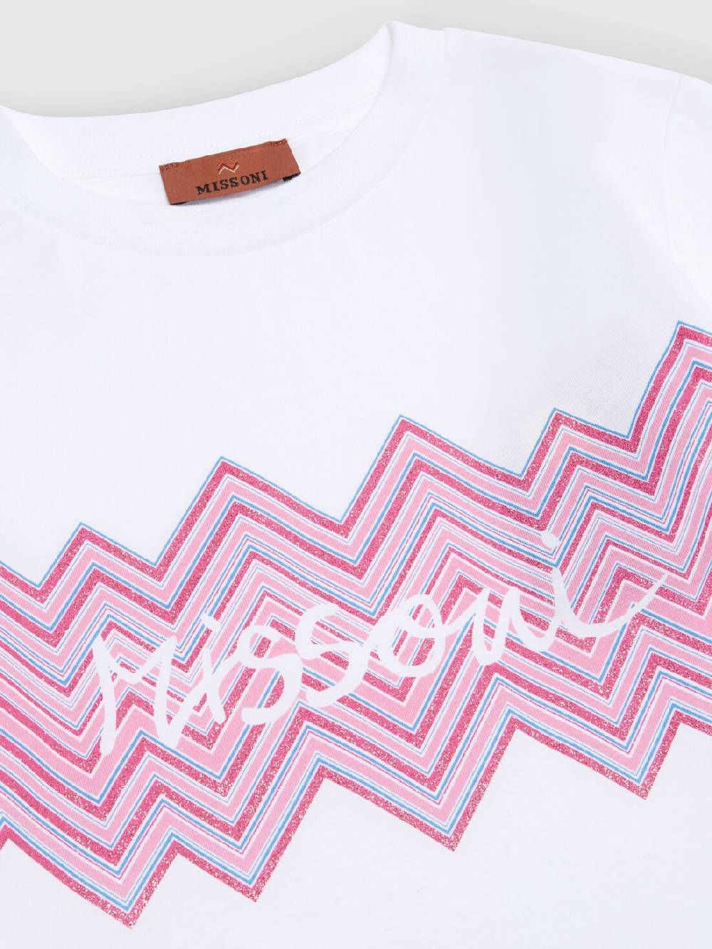 Missoni T-shirt in jersey di cotone con inserto chevron e logo Vendita Economica
