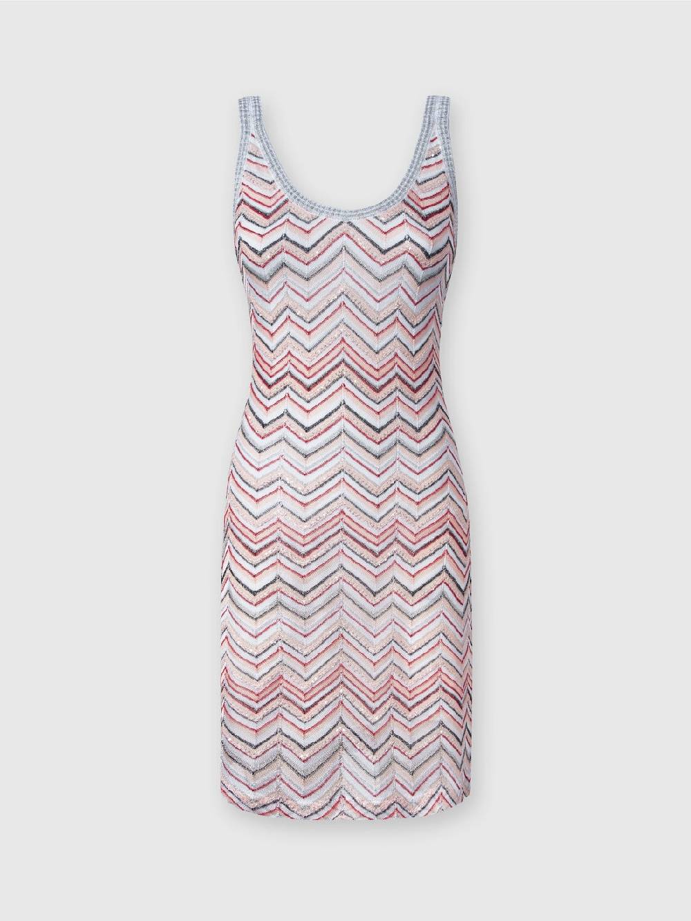 Missoni Mini-abito senza maniche in misto viscosa zig zag con paillettes Italy