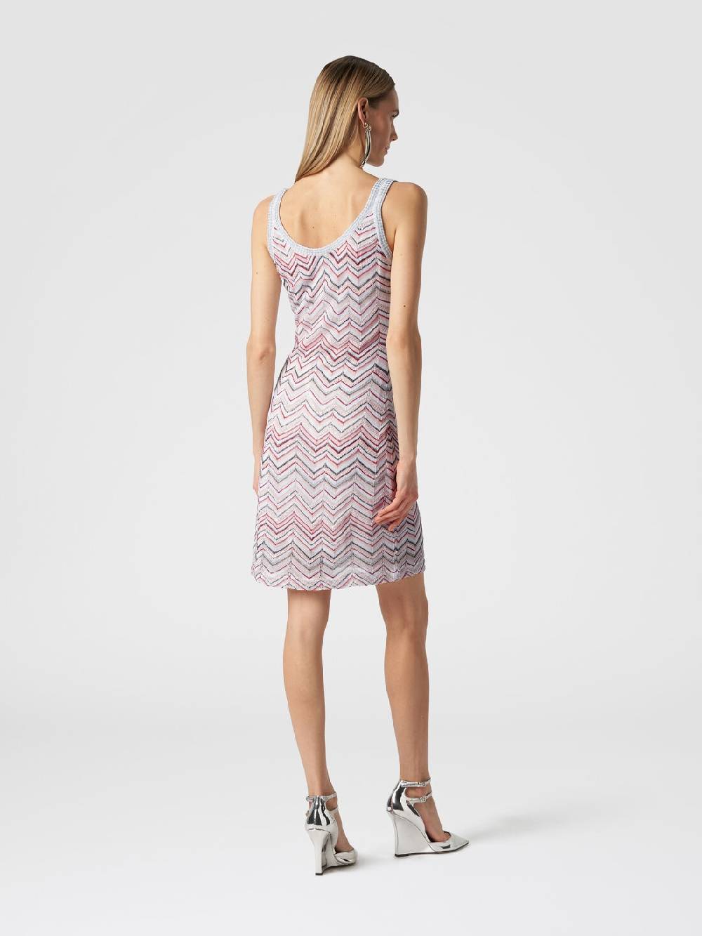 Missoni Mini-abito senza maniche in misto viscosa zig zag con paillettes Italy