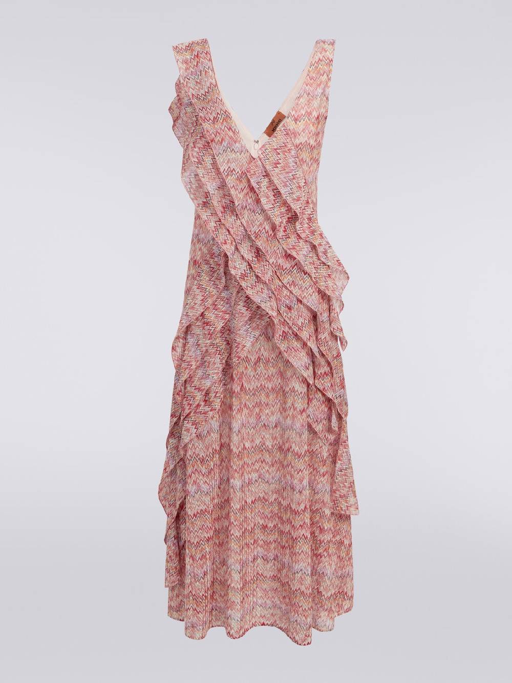 Missoni Abito midi motivo snake con balze e lurex In Linea