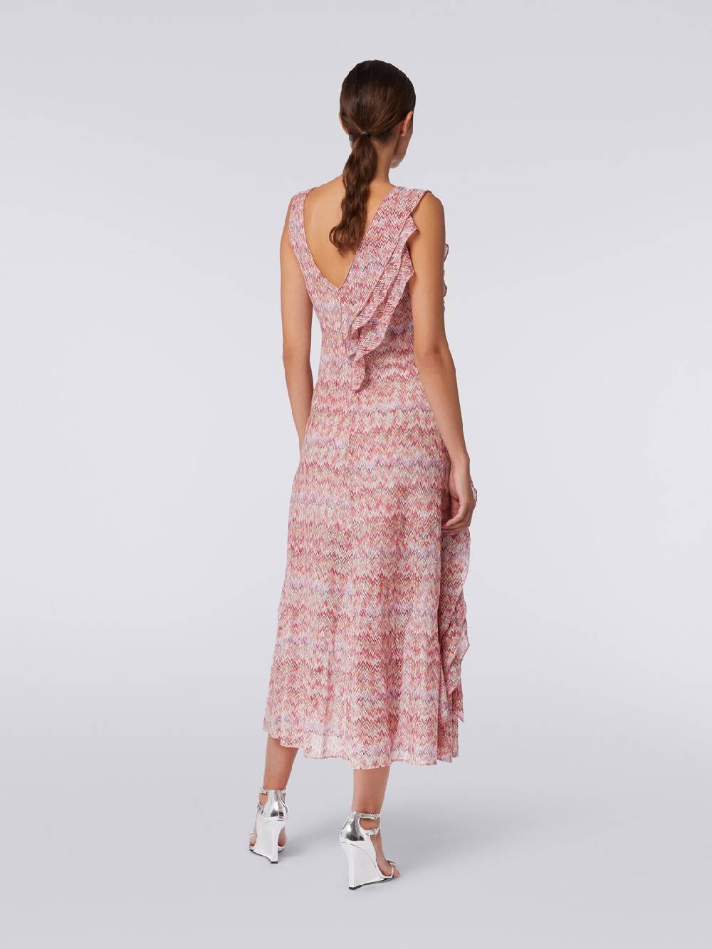 Missoni Abito midi motivo snake con balze e lurex In Linea