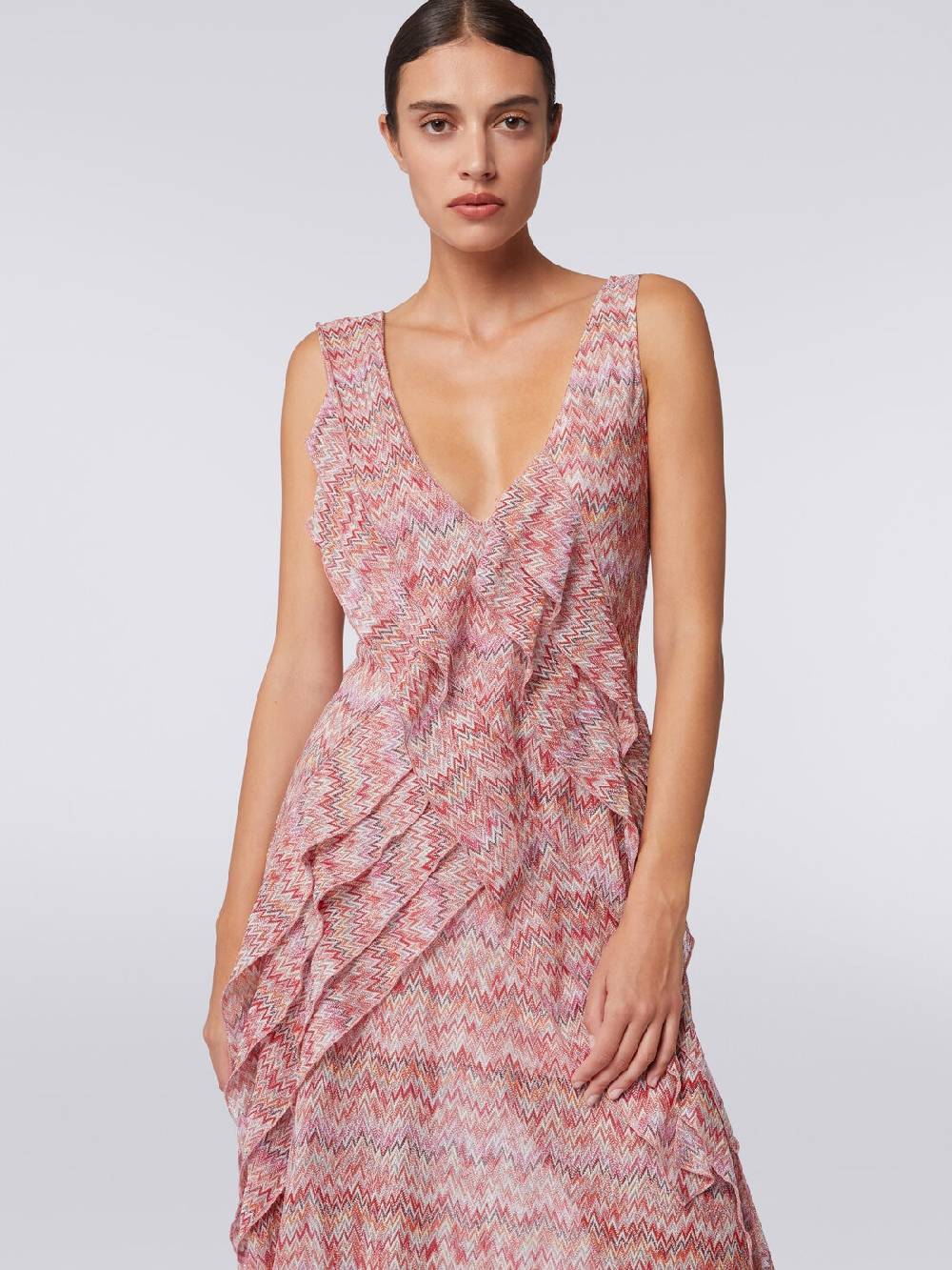 Missoni Abito midi motivo snake con balze e lurex In Linea