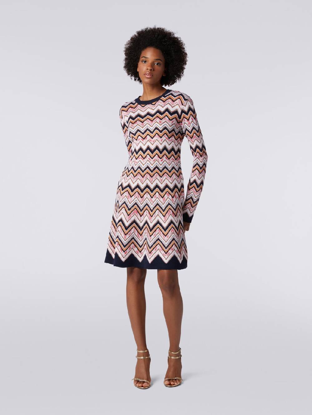 Missoni Abito girocollo a maniche lunghe in maglia zig zag Vendita