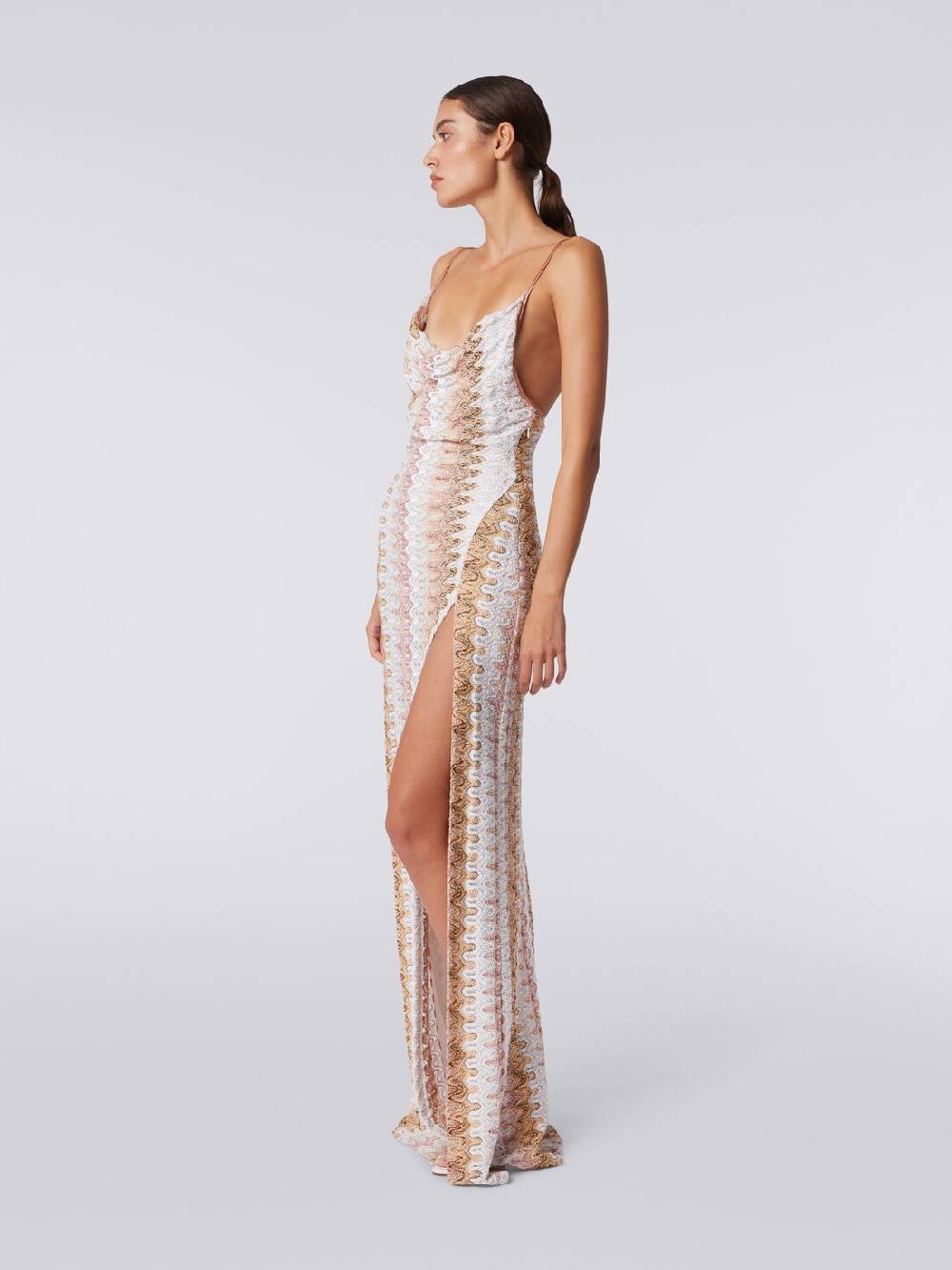 Missoni Abito lungo effetto pizzo con scollatura drappeggiata e spacco Pezzi Unici