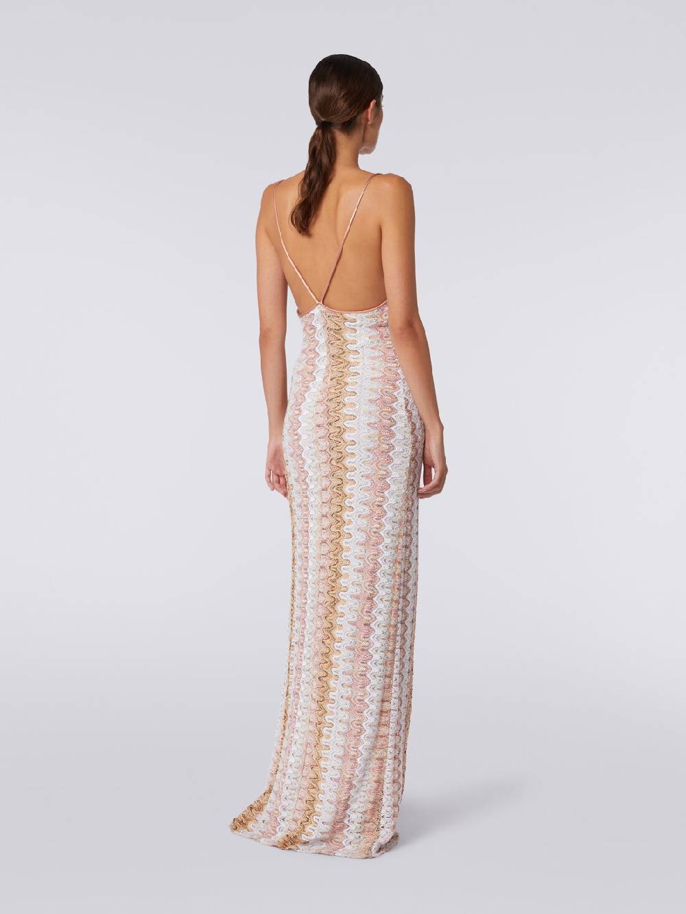Missoni Abito lungo effetto pizzo con scollatura drappeggiata e spacco Pezzi Unici