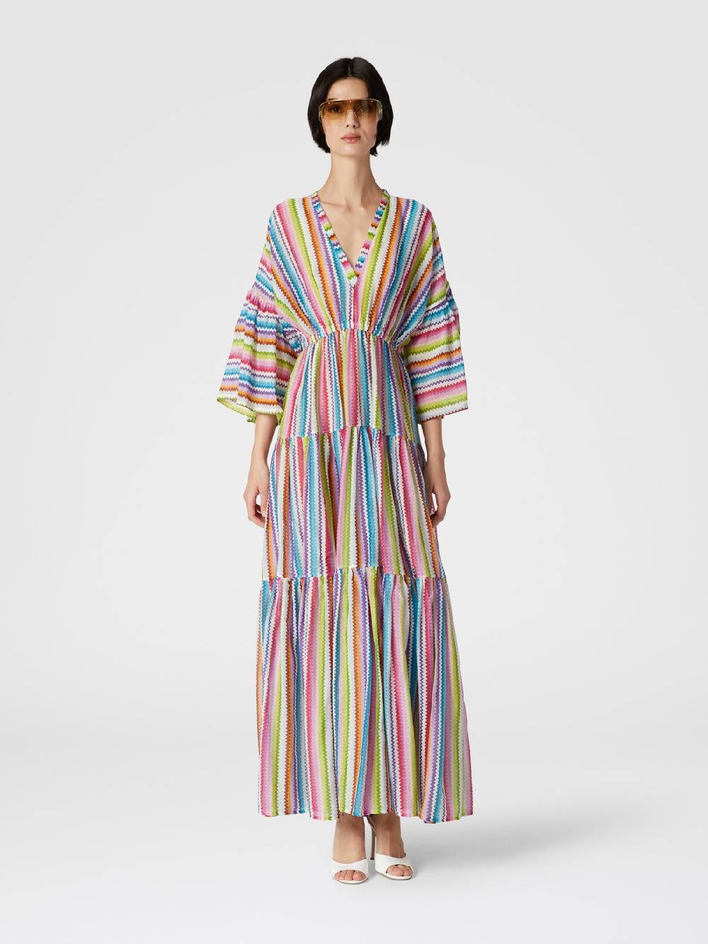 Missoni Abito copricostume lungo a balze stampa zig zag Negozi Online