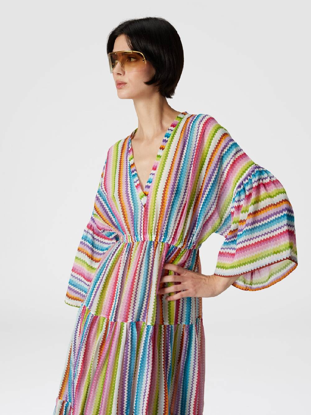 Missoni Abito copricostume lungo a balze stampa zig zag Negozi Online