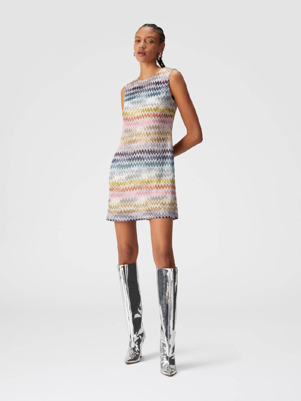 Missoni Mini-abito senza maniche in viscosa zig zag lamé Promozione Limitata