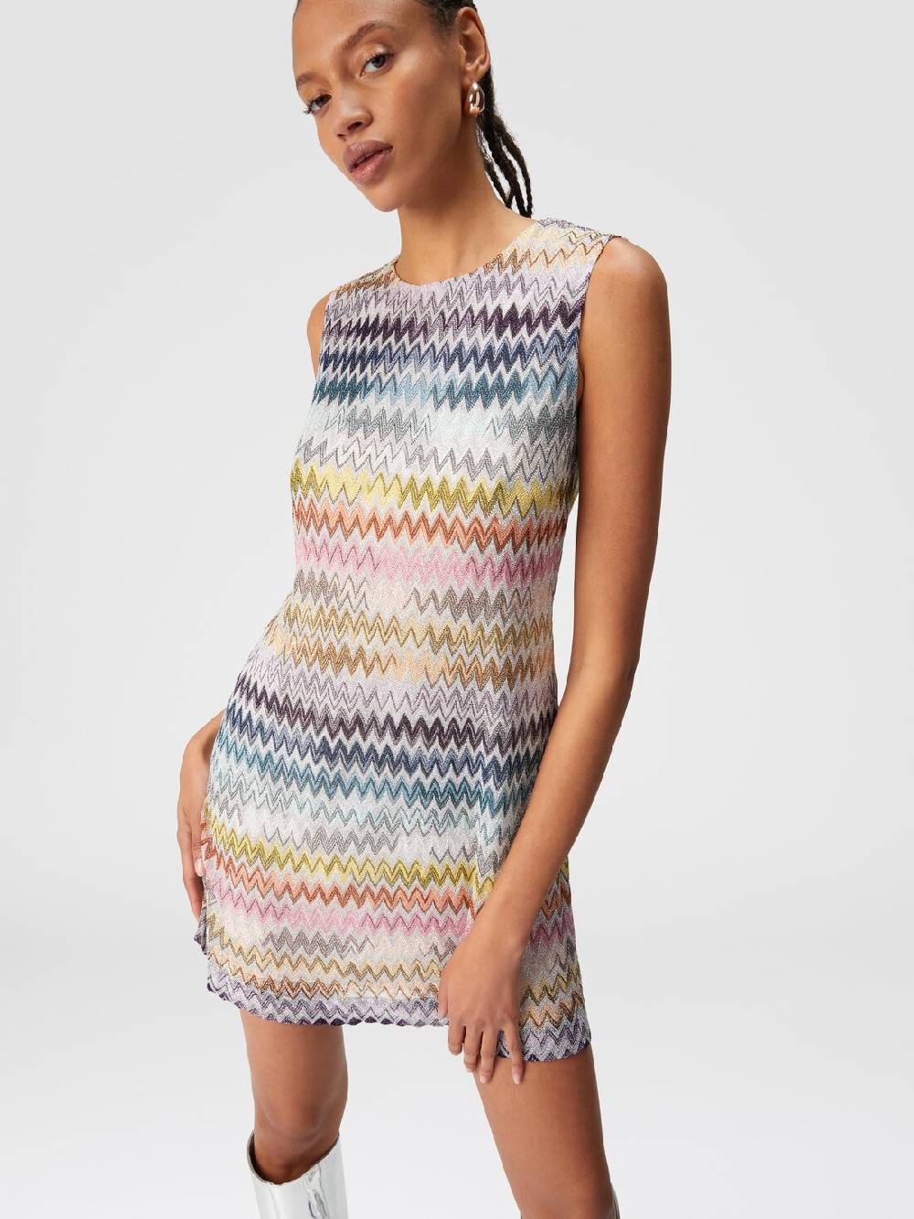 Missoni Mini-abito senza maniche in viscosa zig zag lamé Promozione Limitata