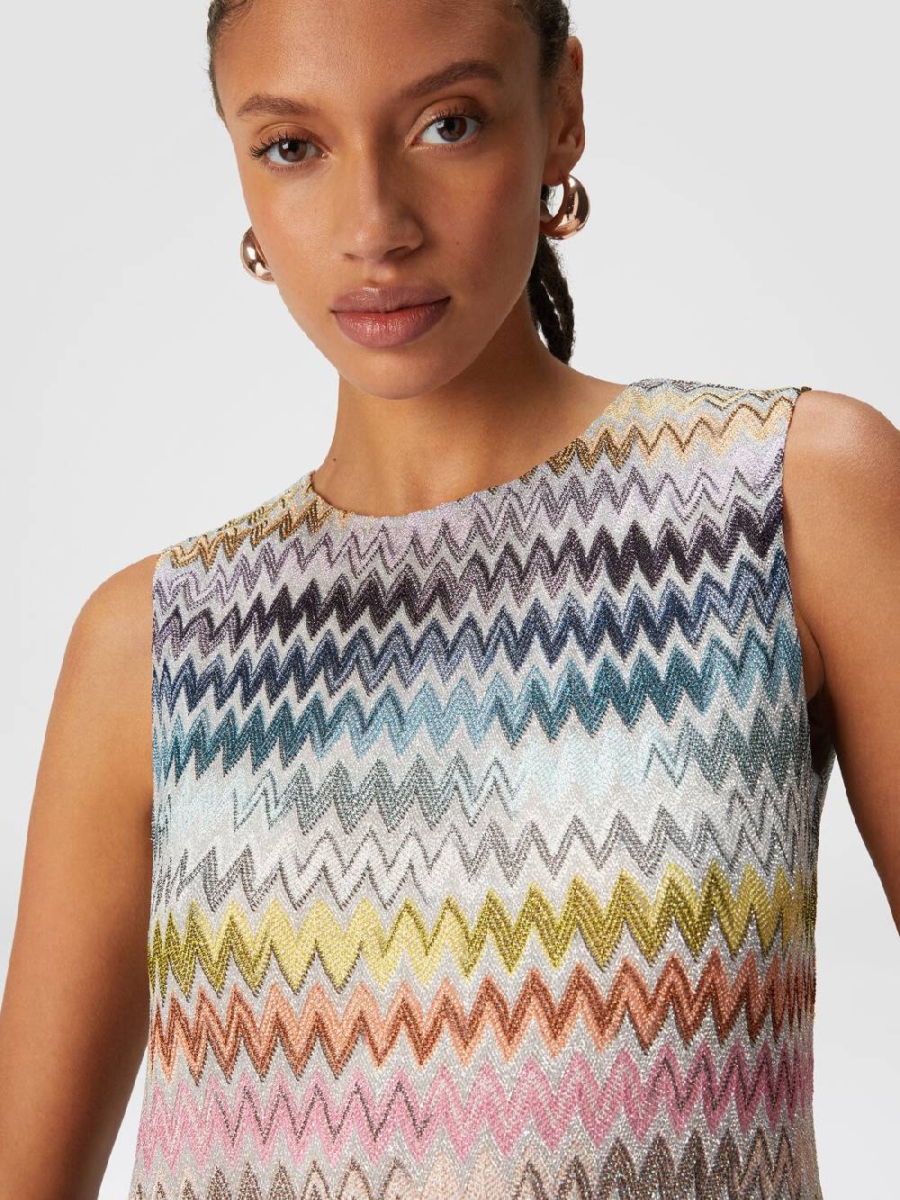 Missoni Mini-abito senza maniche in viscosa zig zag lamé Promozione Limitata