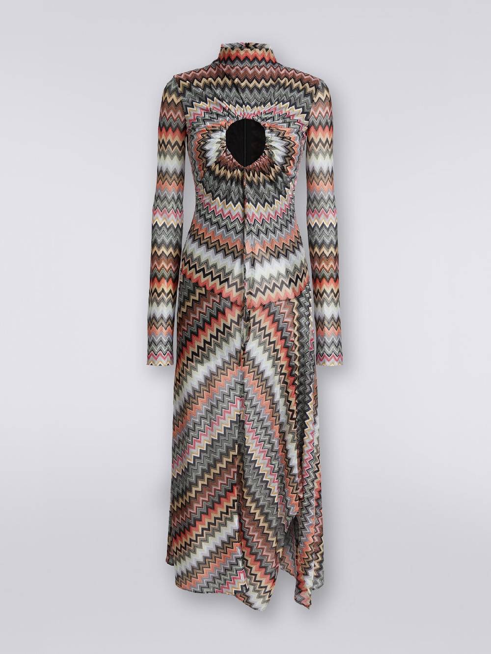 Missoni Abito lungo in cotone e viscosa zig zag con dettaglio cut-out e spacco Presa