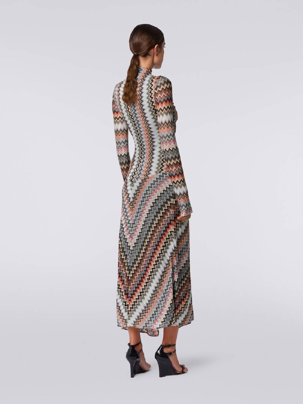 Missoni Abito lungo in cotone e viscosa zig zag con dettaglio cut-out e spacco Presa