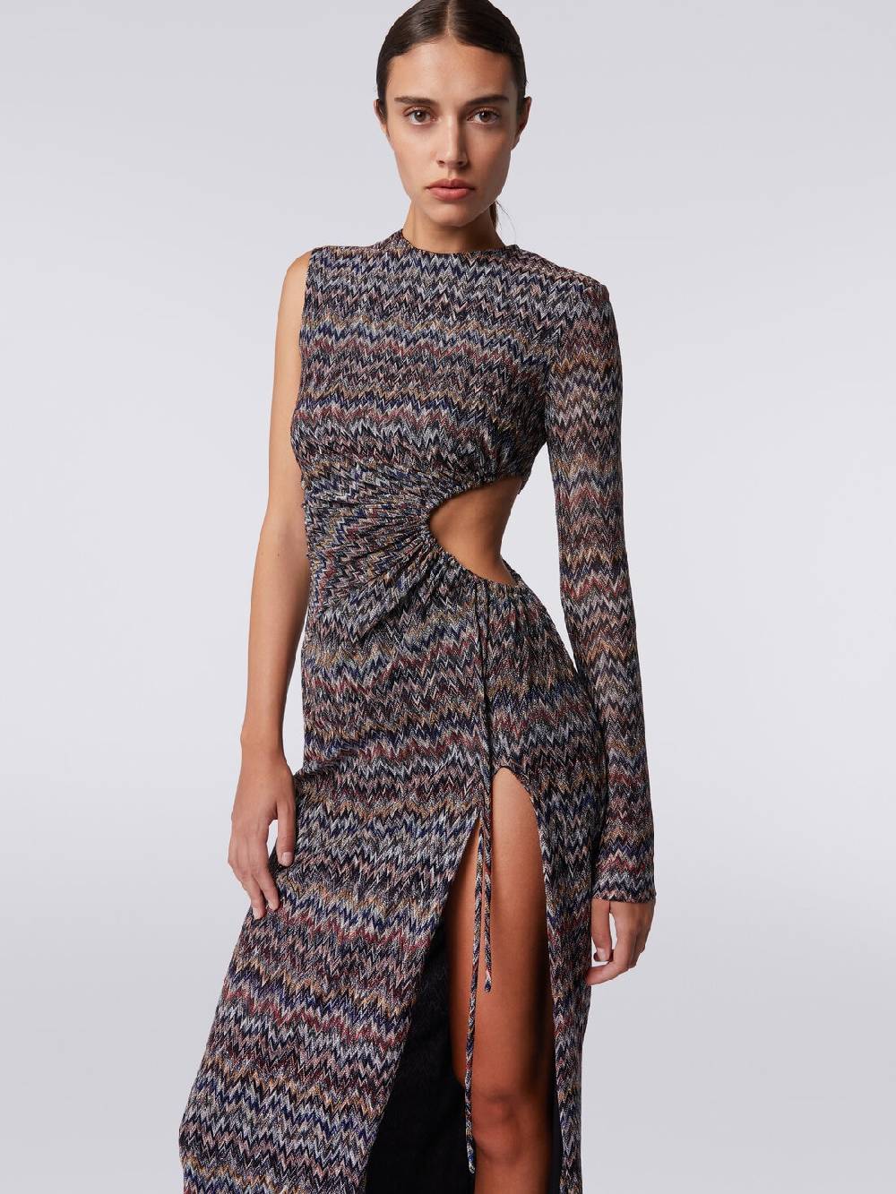 Missoni Abito lungo monospalla con dettaglio cut-out e spacco Online