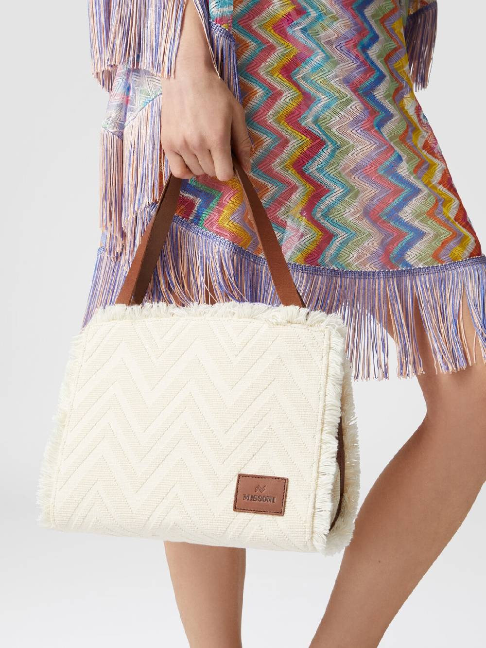 Missoni Tote bag in misto cotone chevron Saldi