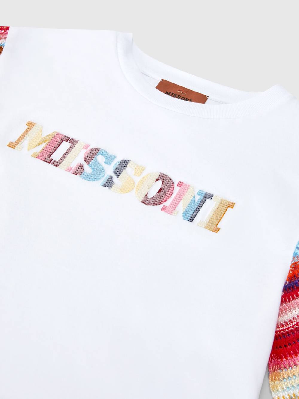 Missoni T-shirt in cotone con inserti a contrasto e scritta logo Negozio