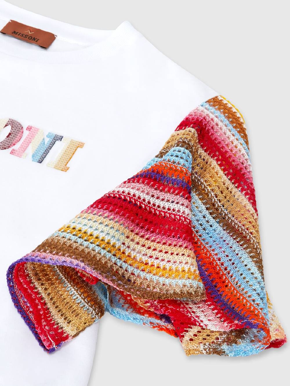 Missoni T-shirt in cotone con inserti a contrasto e scritta logo Negozio