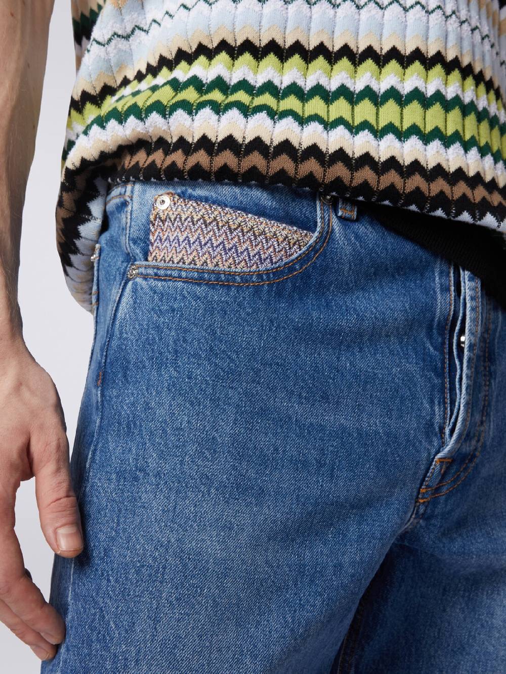 Missoni Cinque tasche in denim con inserto zig zag Italia