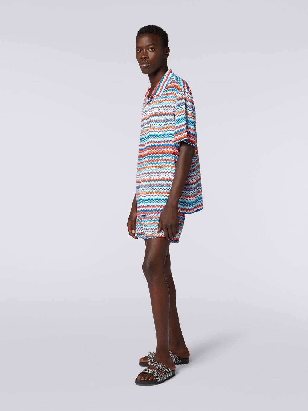 Missoni Camicia a maniche corte modello bowling in viscosa zig zag Nuovo