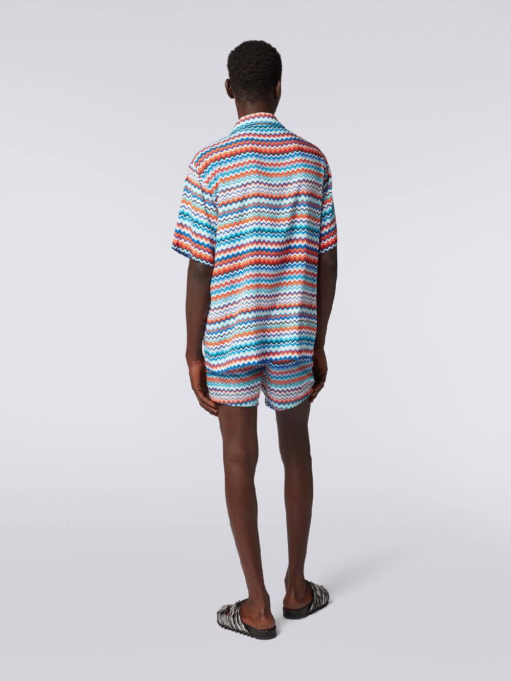 Missoni Camicia a maniche corte modello bowling in viscosa zig zag Nuovo