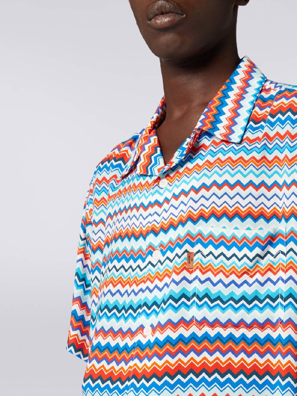 Missoni Camicia a maniche corte modello bowling in viscosa zig zag Nuovo