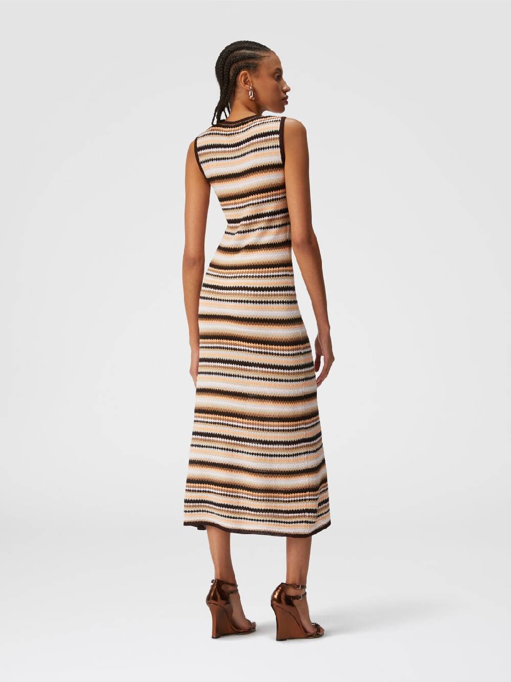 Missoni Abito midi senza maniche in lana e viscosa a righe Soddisfazione Garantita