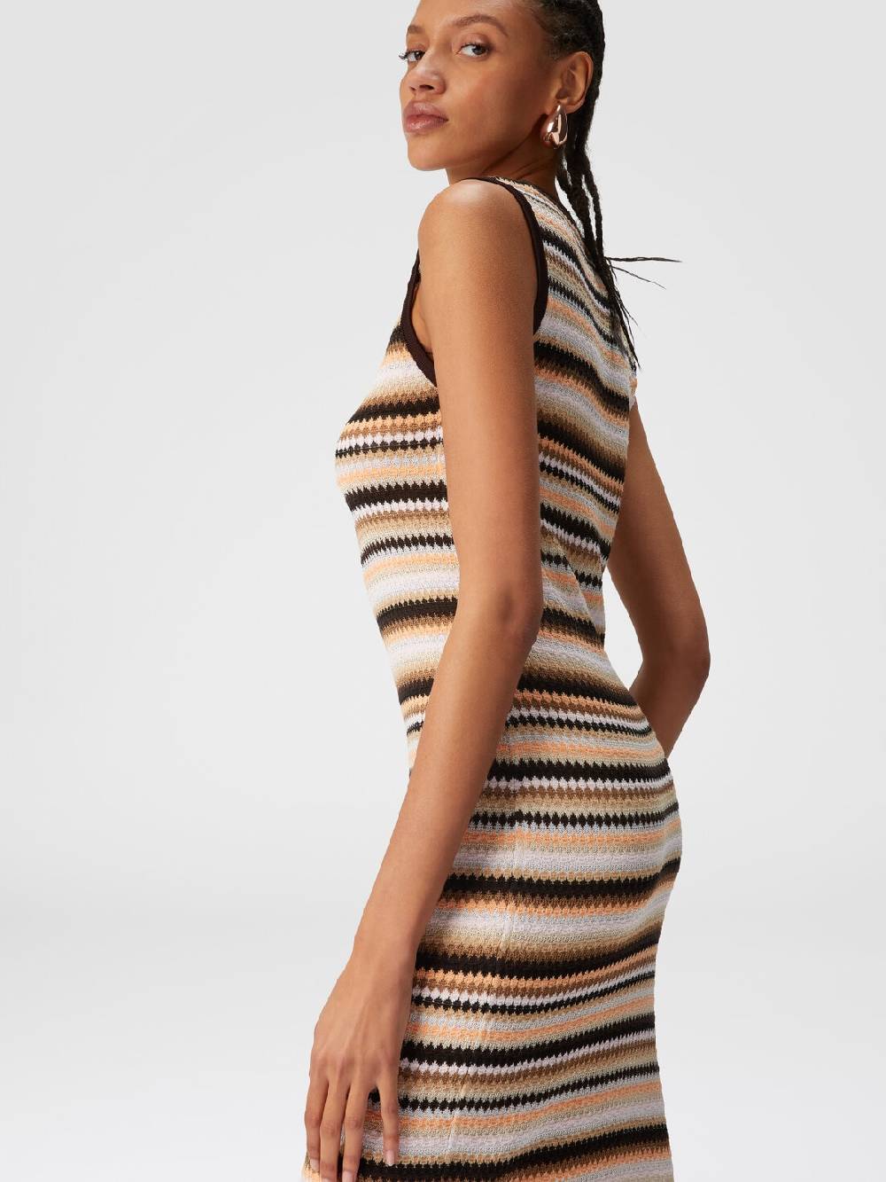 Missoni Abito midi senza maniche in lana e viscosa a righe Soddisfazione Garantita
