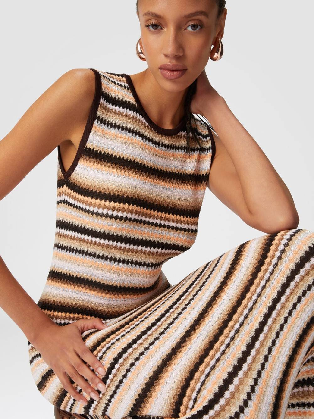 Missoni Abito midi senza maniche in lana e viscosa a righe Soddisfazione Garantita