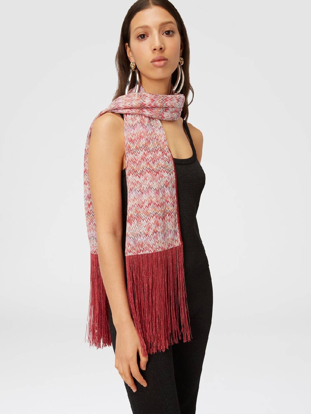 Missoni Stola in viscosa lamé chevron con frange Promozione Limitata