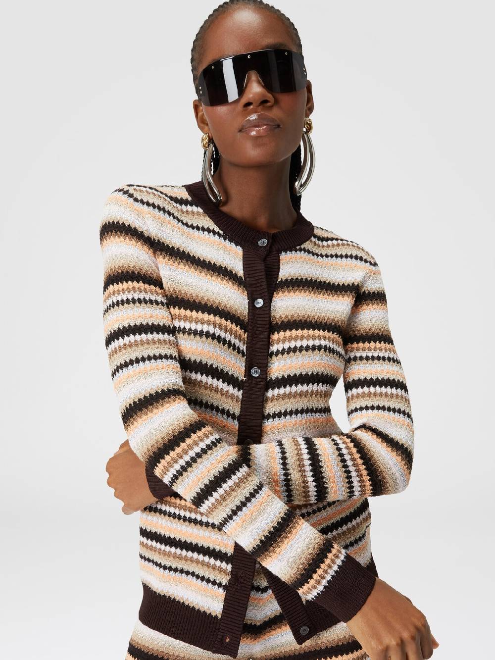 Missoni Cardigan in cotone e viscosa a righe con profili a contrasto Convenienza