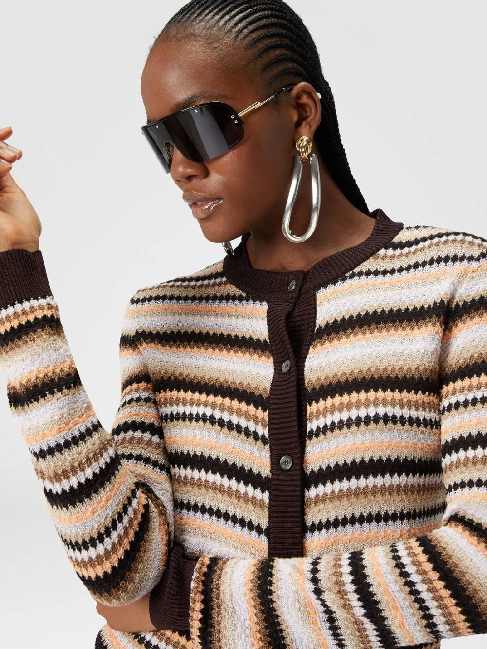 Missoni Cardigan in cotone e viscosa a righe con profili a contrasto Convenienza