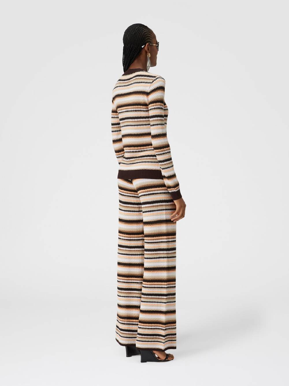 Missoni Pantaloni dritti in maglia rigata di cotone e viscosa Novità
