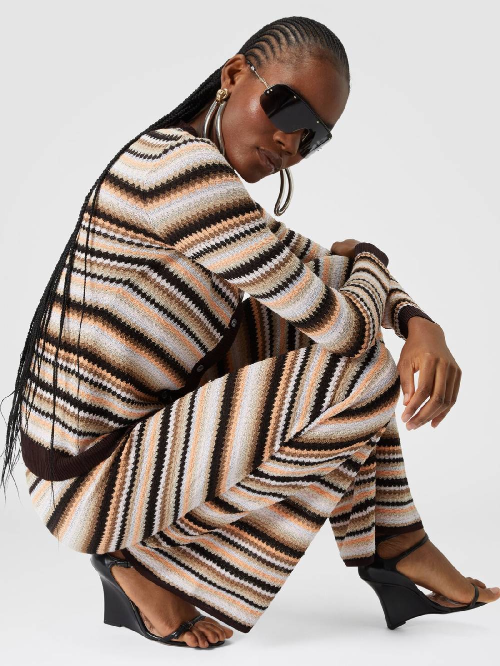 Missoni Pantaloni dritti in maglia rigata di cotone e viscosa Novità