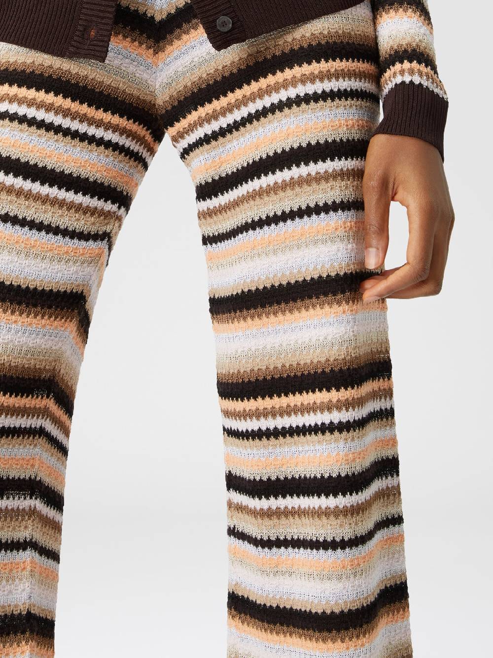 Missoni Pantaloni dritti in maglia rigata di cotone e viscosa Novità