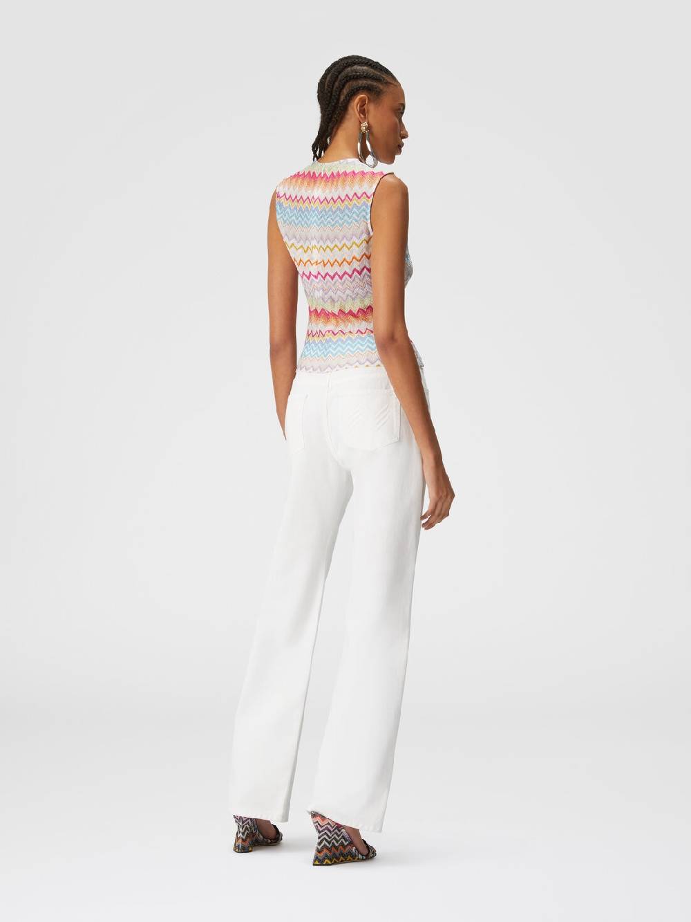 Missoni Top in viscosa zig zag lamé con arricciature Sconto