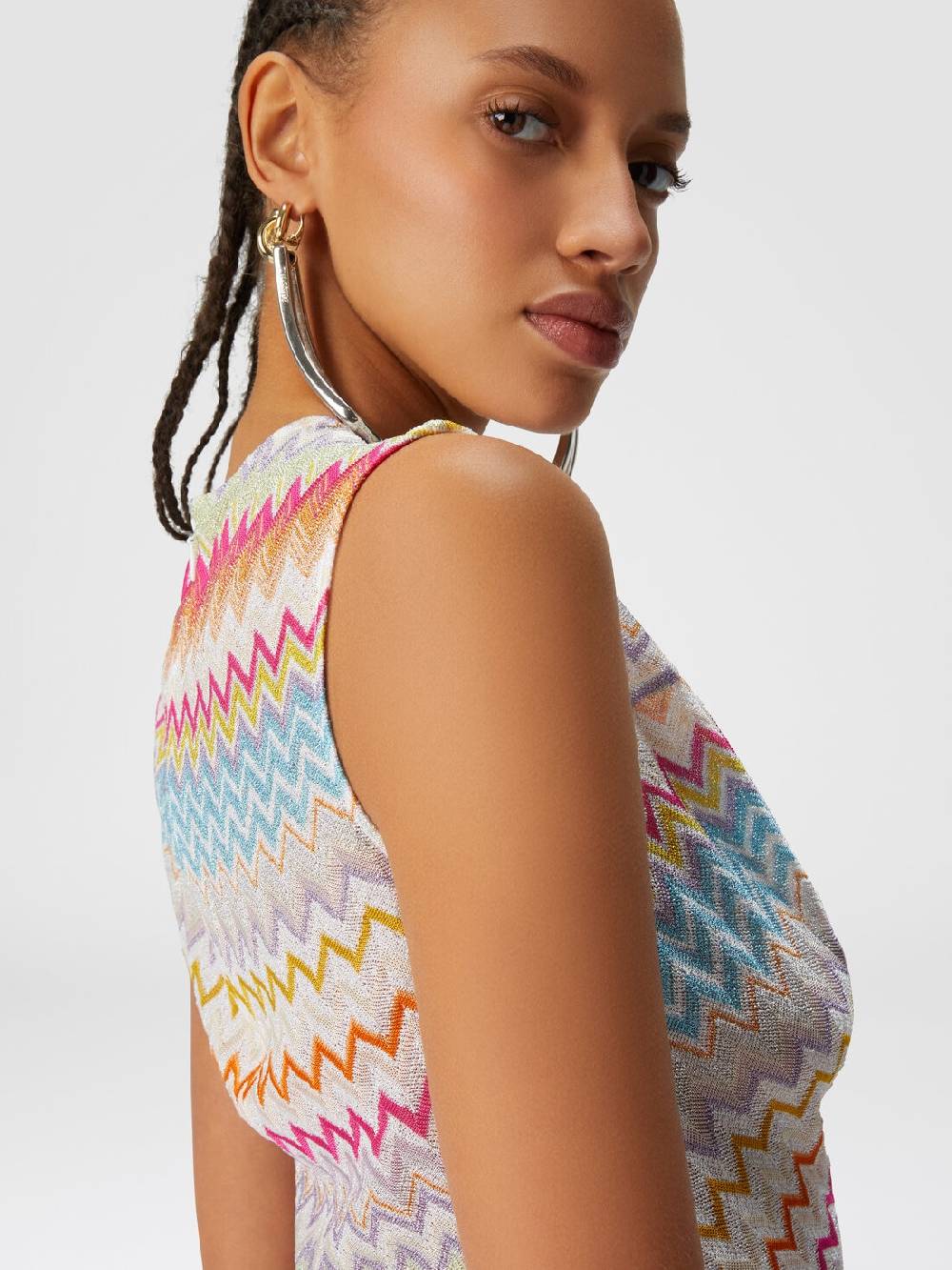 Missoni Top in viscosa zig zag lamé con arricciature Sconto