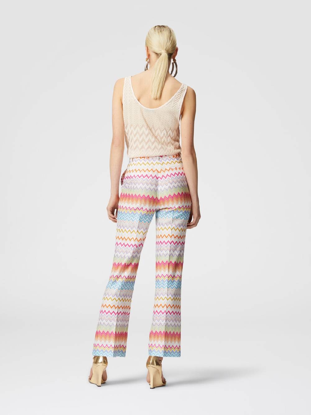 Missoni Pantaloni capri in maglia chevron lamé con paillettes Offerta