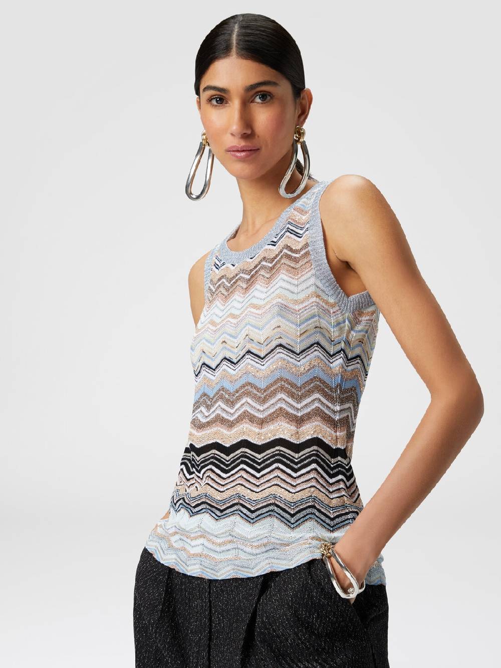 Missoni Top in maglia chevron lamé con paillettes Outlet