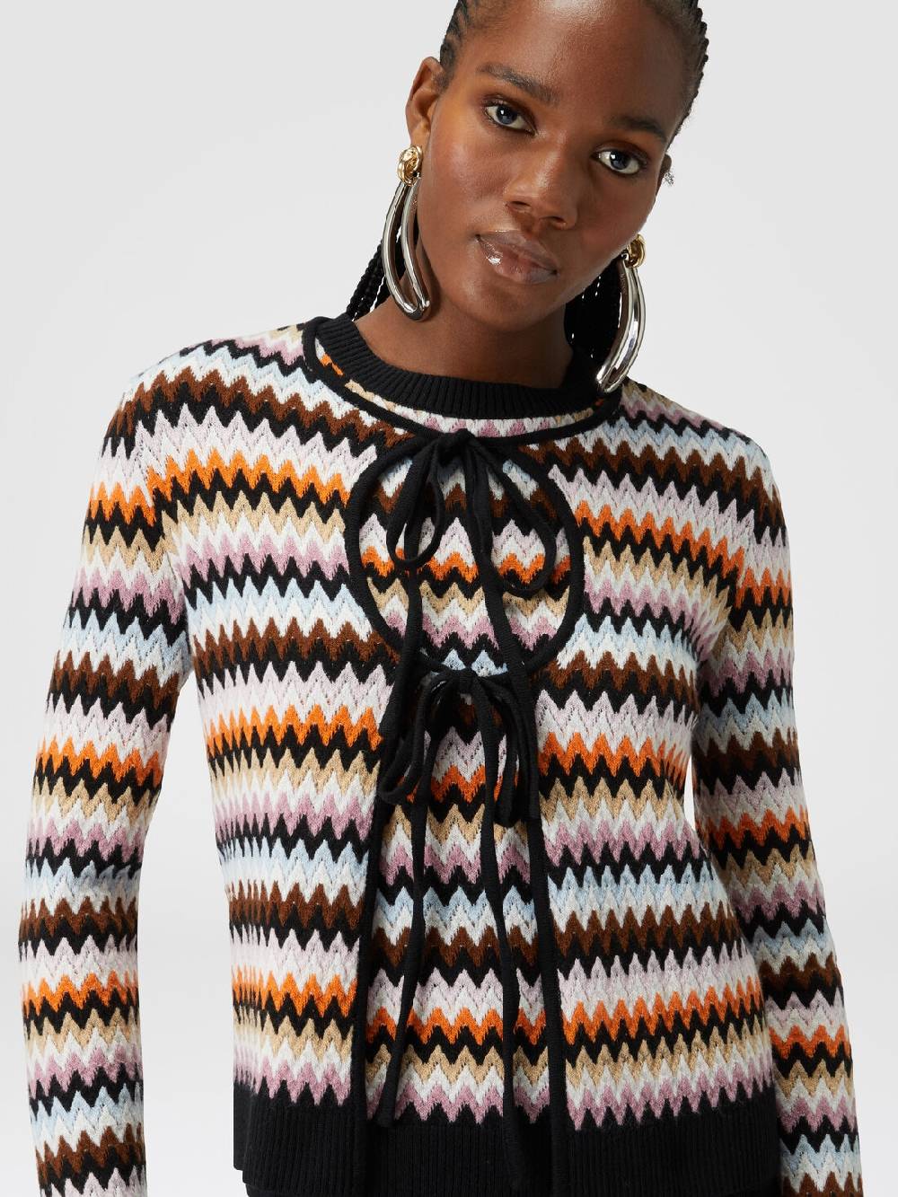 Missoni Cardigan in lana zig zag con profili a contrasto Hotsell