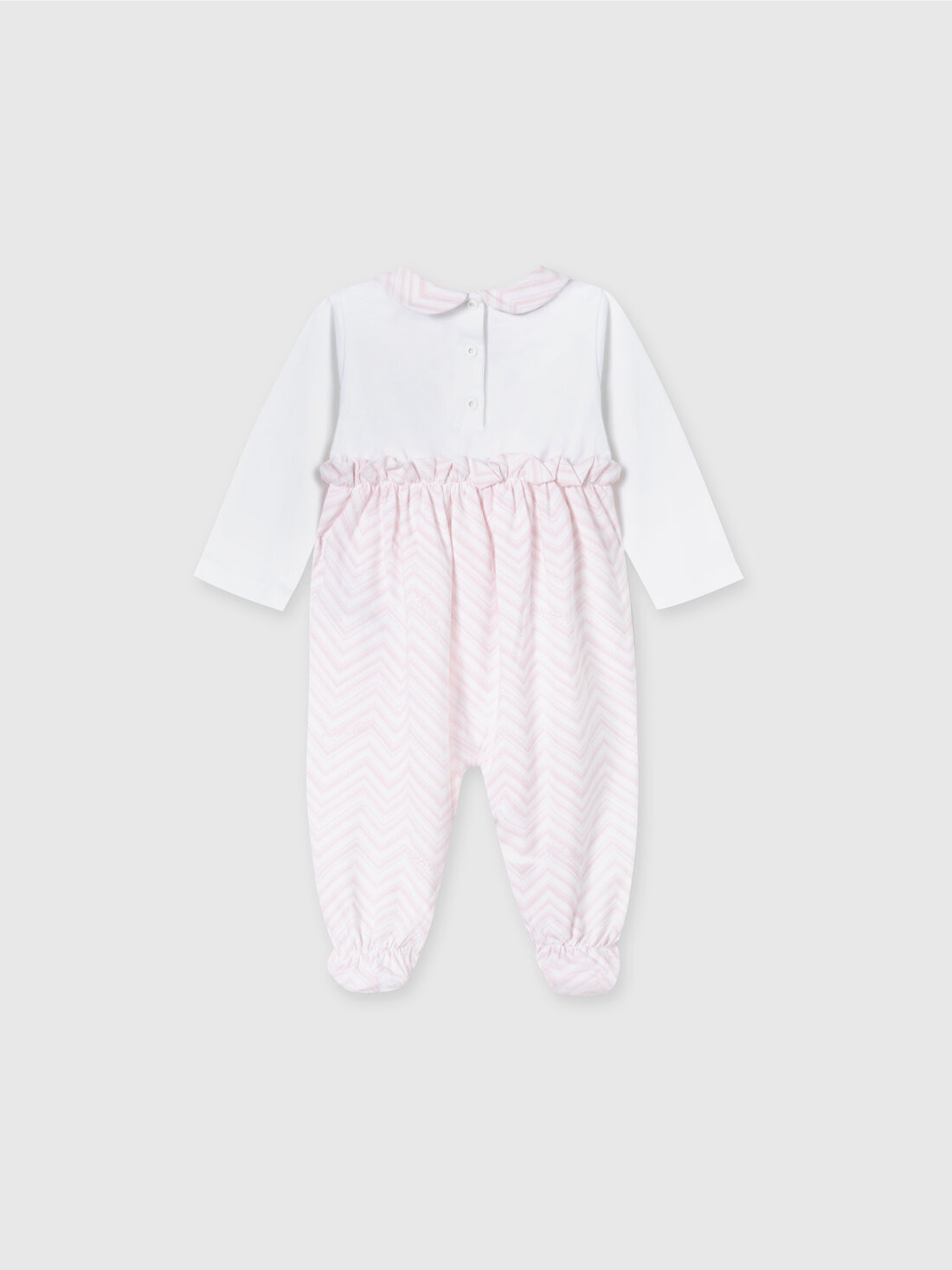 Missoni Set tre pezzi con tutina, zuccotto e bavaglino in cotone con inserti zig zag Vendita Calda