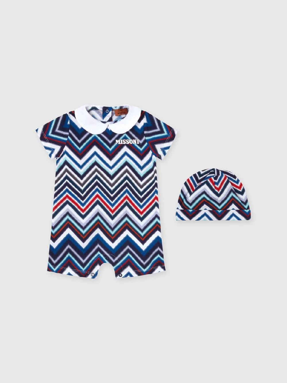 Missoni Set due pezzi con tutina e zuccotto in cotone chevron Negozio
