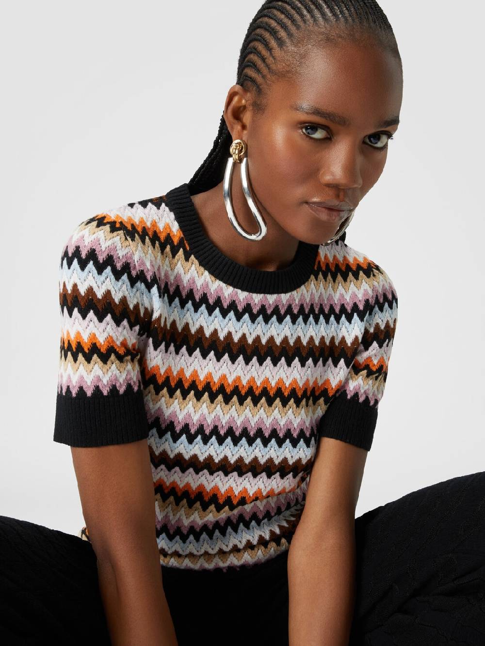Missoni Pullover girocollo a maniche corte in lana zig zag Consegna Veloce