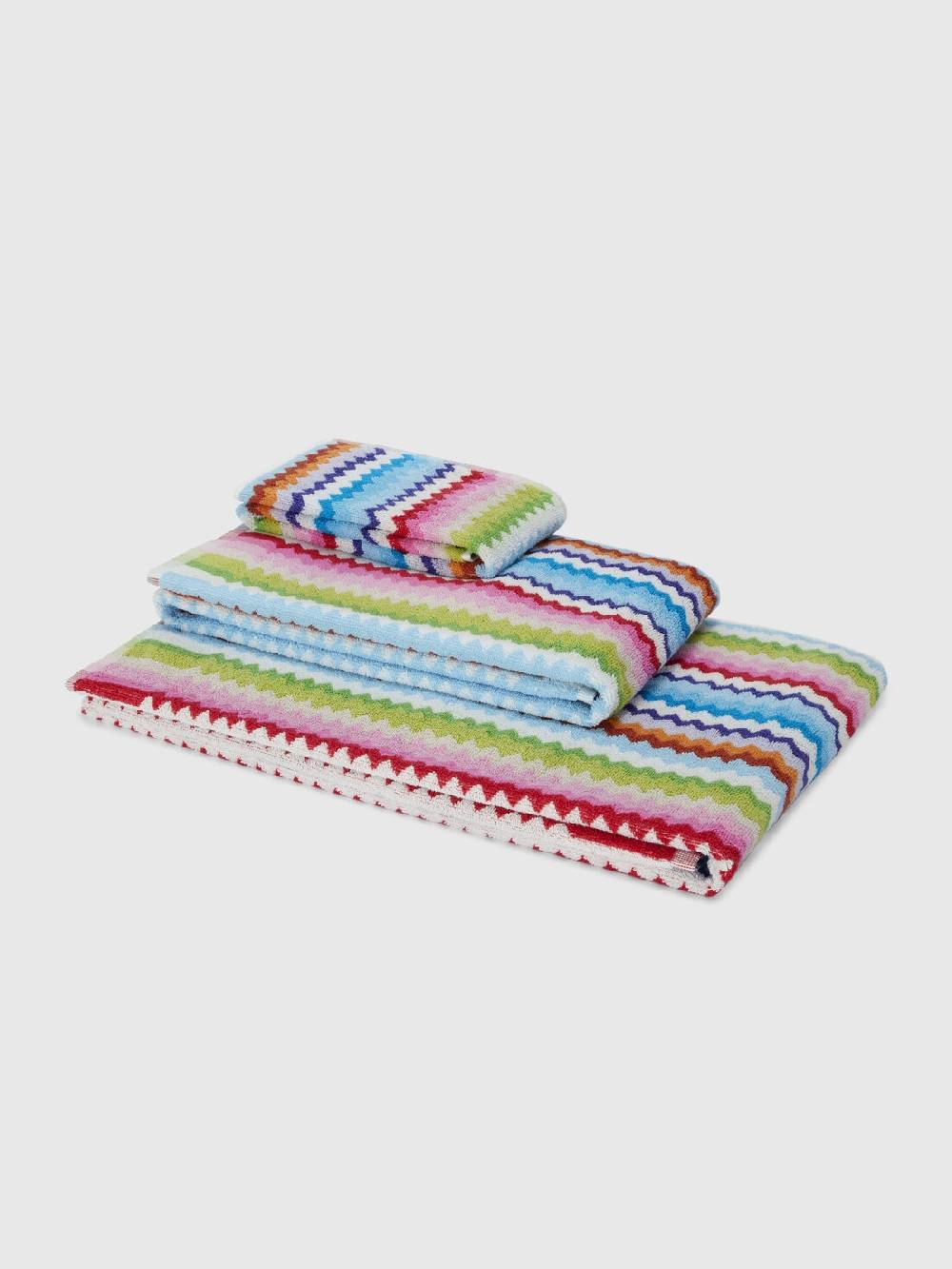 Missoni Set 3 pezzi di asciugamani da bagno Riverbero in spugna di cotone zig zag Presa