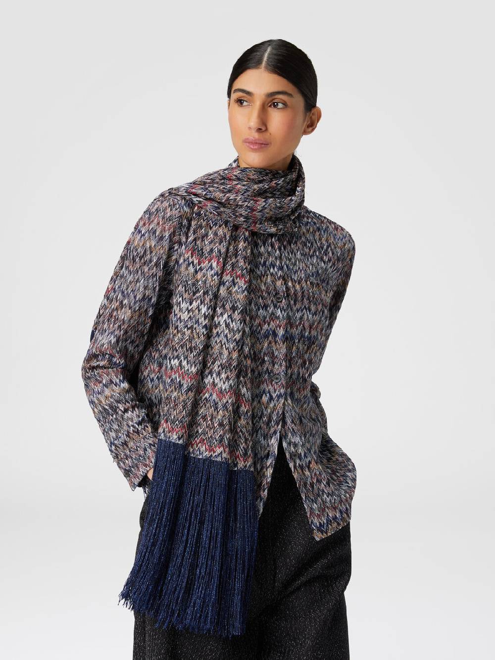 Missoni Stola in viscosa lamé chevron con frange Economico
