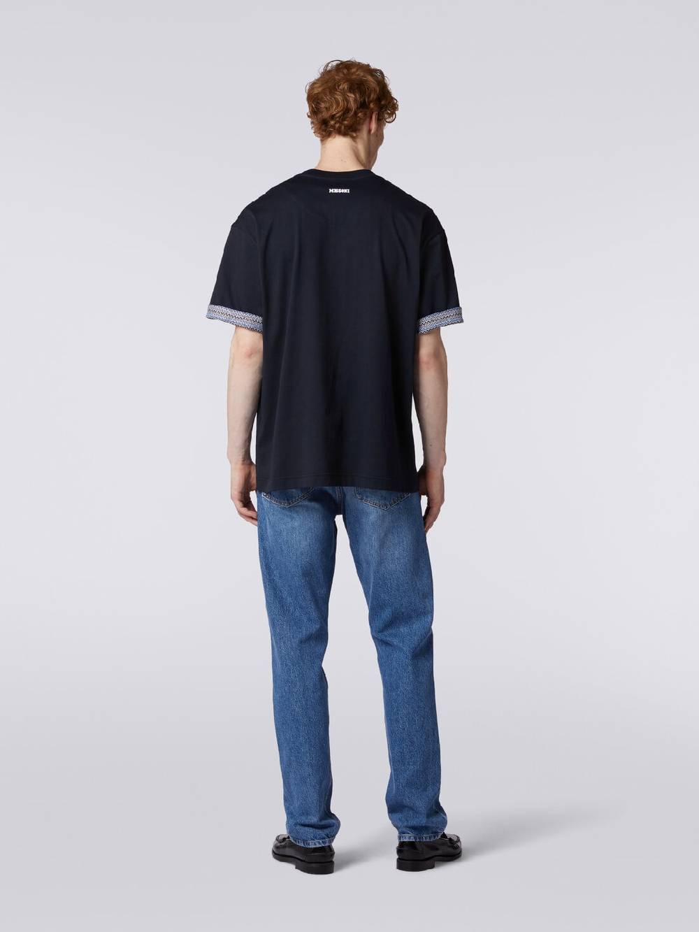 Missoni T-shirt girocollo in cotone con risvolti chevron Italy