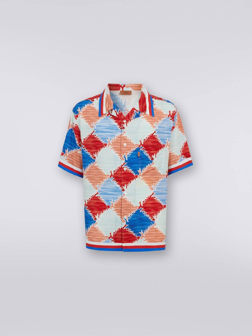 Missoni Camicia a maniche corte in viscosa a losanghe con scritta logo 2025